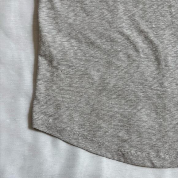 J Crew Tank top Oatmeal Tan Gray Deep U neck tiny stud band neckline trim Size M - Picture 14 of 15